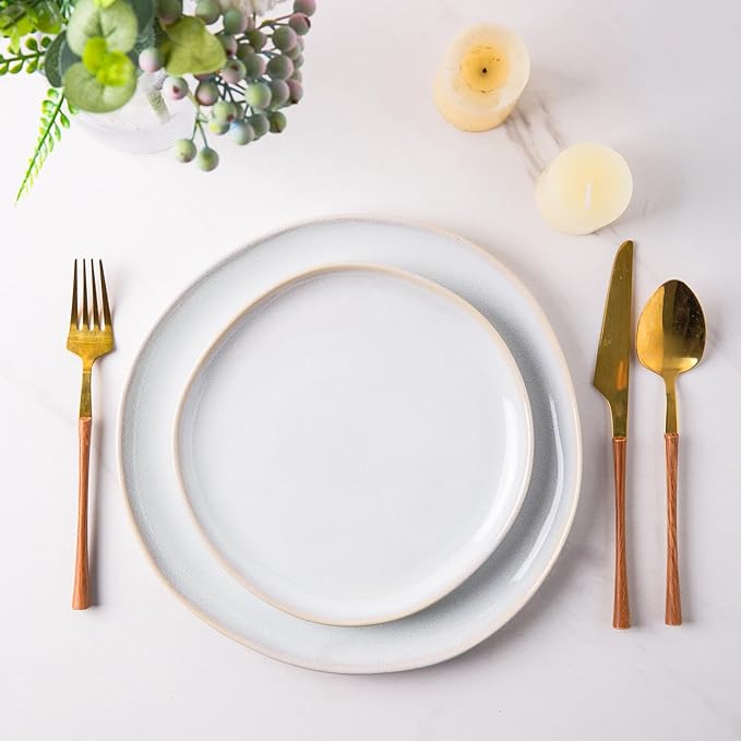 AmorArc Ceramic Dinnerware Sets,Handmade Reactive Glaze Stoneware Plates and Bowls Sets,Highly Scratch Resistant | Dishwasher & Microwave Safe Dishes Set,Service for 8 (24pc)