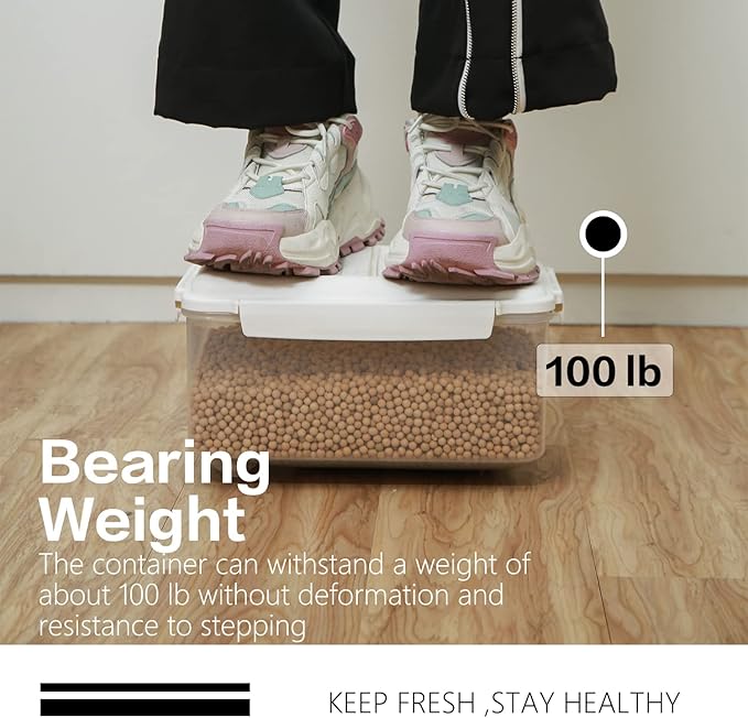 Rice Dispenser 20 Lbs Storage Container Bin with Measuring Cup Food Cereal Container Bins Household for Kitchen Pantry Organization (20lbs)