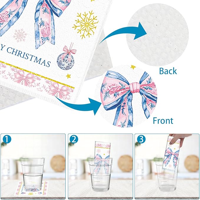 Christmas Swedish Dishcloths for Kitchen - 6PCS Nutcracker Swedish Cloths for Washing Dishes, Santa Bow Reusable Dish Towels Gifts, Merry Christmas Washable Cleaning Sponge Fast Drying