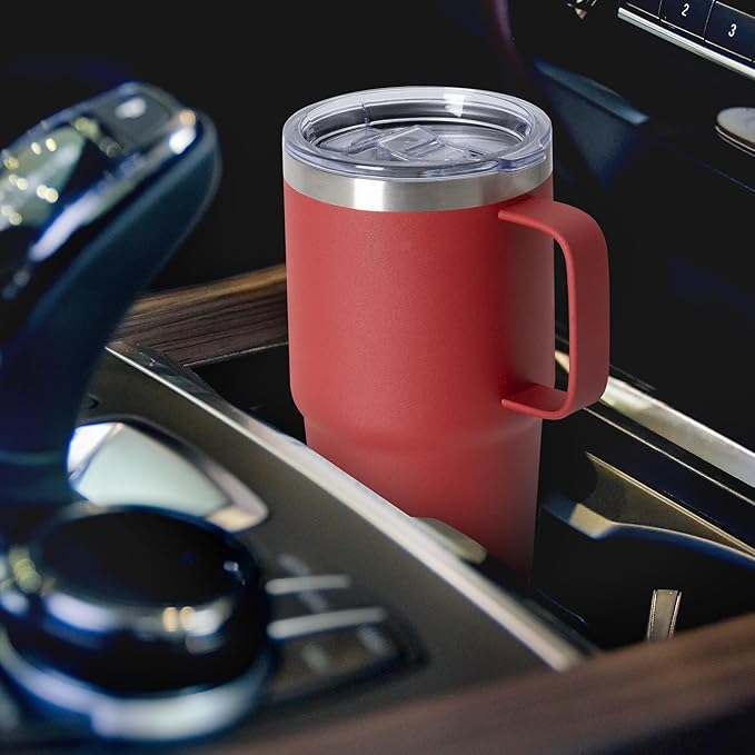 20oz Tumbler Bulk with Lid, Stainless Steel Tumbler Bulk with Handle, Metal Insulated Travel Coffee Mug Set with Handle, Double Wall Vacuum Leak Proof Tumbler Cup, Red 12 Pack