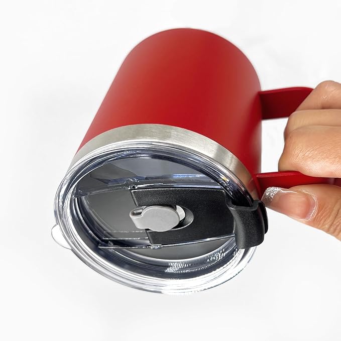 1pack 12oz Coffee Mug With Handle Bulk, Stainless Steel Insulated Travel Tumblers With,Double Wall Vacuum Camping Cup for Hot & Cold Drinks Tea (red)