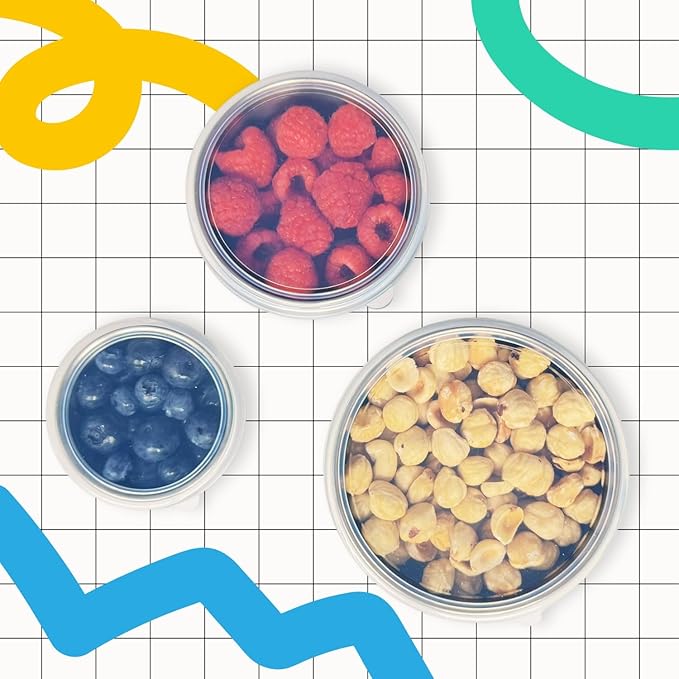 TAVVA 2 X 12oz Stainless Steel Containers with Lids - Leakproof w/Silicone Lids - BPA Free - Dishwasher & Freezer Safe - Portable & Reusable - Stainless Steel Storage Food Snack Containers