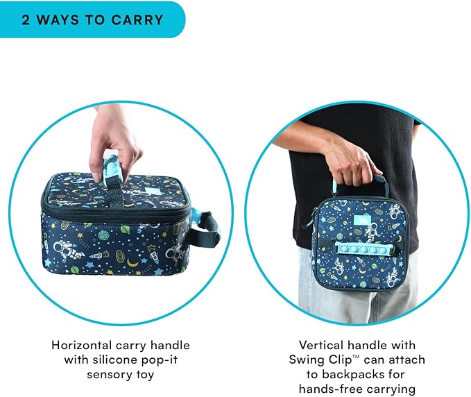 Arctic Zone Pop-it Kids Lunch Box Combo with Sensory Pop Handle, 210g Ice Pack, and Sandwich Container, Space Odyssey