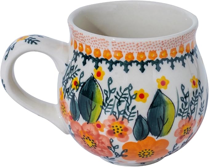ALMA Ceramic Fall Coffee Mug 12oz/380ml,Flower Mug,Uniuque Handmade Tea Cup For Festival,Microwave Oven Safe(Autumn Meadow,Medium)