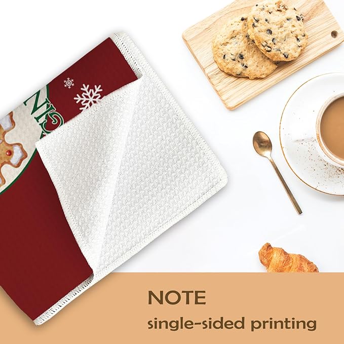 Christmas Gingerbread Kitchen Towels Set of 2,Gingerbread Christmas Decors,Christmas Dish Towels for Kitchen,Christmas Hand Towels for Bathroom,Gifts for Women,Housewarming Gifts 16×24 Inches