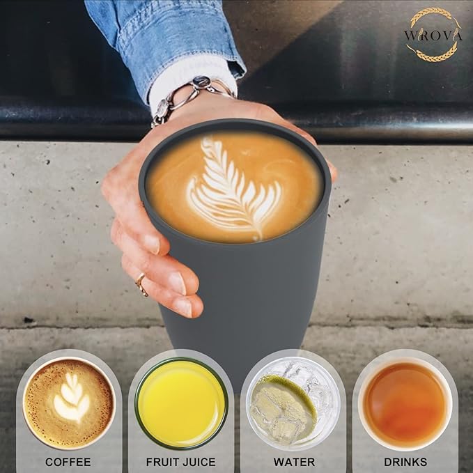 Wheat Straw Cups 8 PCS Good Alternative to Plastic Reusable Cups 20 oz Unbreakable Drinking Cup Reusable Dishwasher Safe Water Plastic Glasses Deep Gray