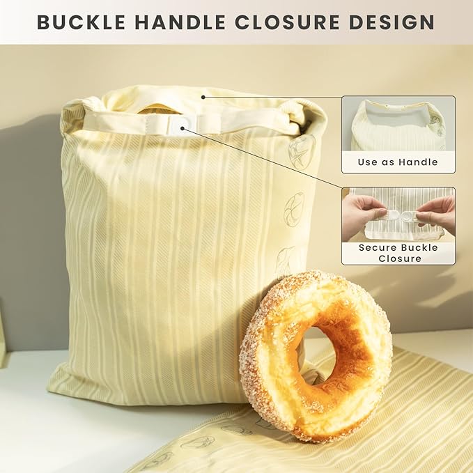 Reusable Beeswax Bread Bags for Homemade Bread (2-Pack）– 12.5” x 17” XL Sourdough Bread Storage Bags, Beeswax Food Bags for Loaf, Sourdough, Freezer & Pantry Use