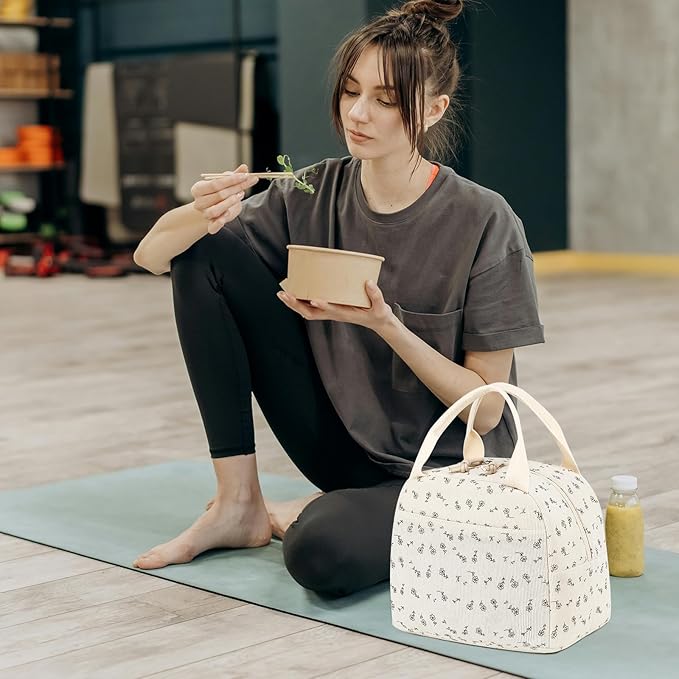 BTOOP Lunch Box for Women Men Cute Corduroy Lunch Bags Large Capacity Insulated Lunch Tote Bag For Work Travel Or Picnic