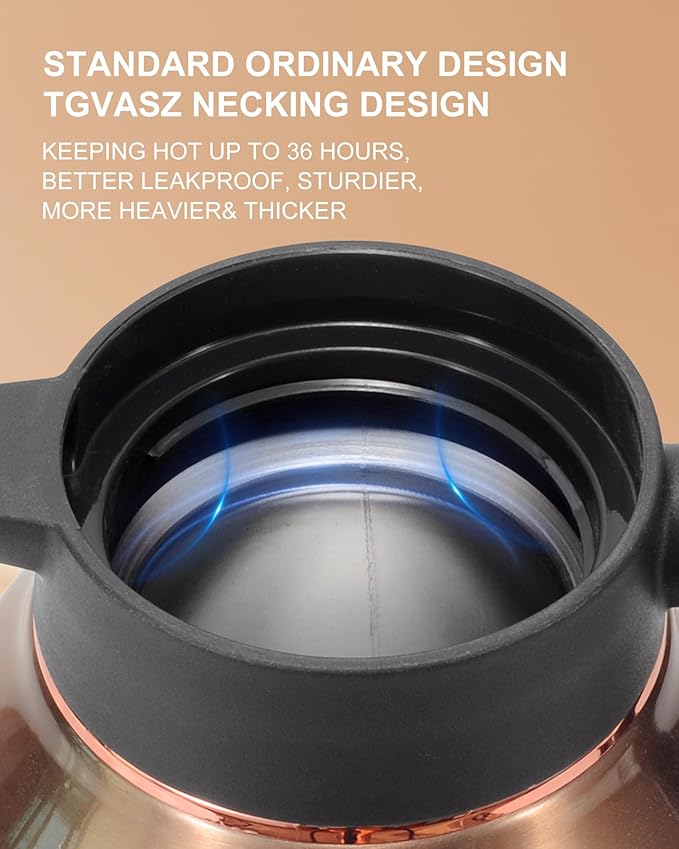 Thermal Coffee Carafe 70 oz - 36 Hour Hot Stainless Steel Carafes for Hot Liquids-Insulated Coffee Carafes For Keeping Hot/Cold Coffee, Tea, Water, Drink Dispenser for Parties(Black)