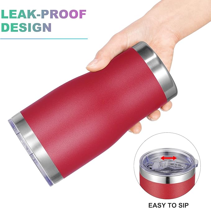 VEGOND 20oz Tumbler Stainless Steel Tumbler Cup with Lid And Straw Vacuum Insulated Double Wall Travel Coffee Mug(Brick red 1 Pack)