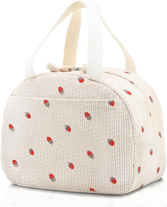 Strawberry Lunch Bag for Women,Insulated Lunch Tote Bag Cute Lunch Box Large Capacity Reusable Cooler for Work,Travel,Beach or Picnic