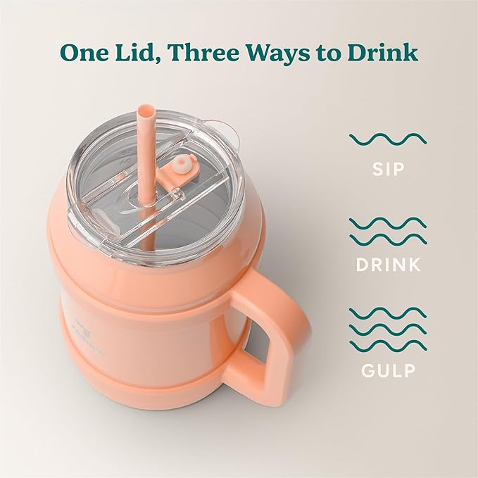 REDUCE Cold1 50 oz Reusable Mug Tumbler with Handle - Insulated Stainless Steel Water Bottle for Home, Office and Gym; Straw or Leakproof Flip Lid, Keeps Drinks Ice Cold All Day - Gloss Sedona