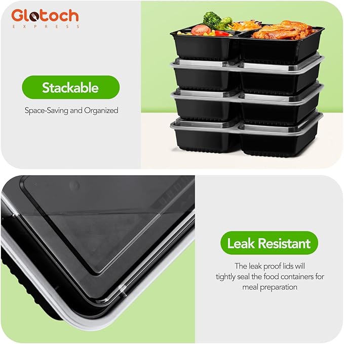 34oz 3-Compartment [1 Pallet-4950 Pack] Meal Prep Containers with Lids, Plastic Food Prep Containers Microwave, Freezer, Dishwasher Safe Leakproof Durable Food Storage Lunch Box To Go Take Out