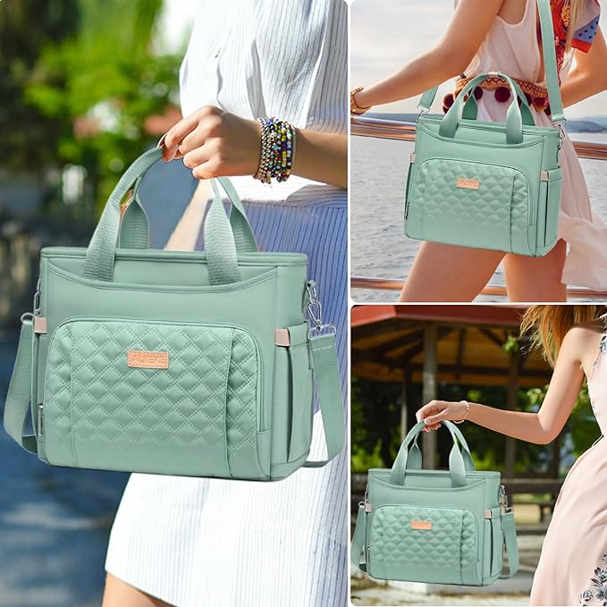 AIJIEKE Insulated Lunch Bag for Men Women, Lunch Box, Lunch Tote for Work, Large Leak Proof Cooler Bag with Removable Strap, Reusable Adult Lunchbag, Picnic, Office, Beach, Green