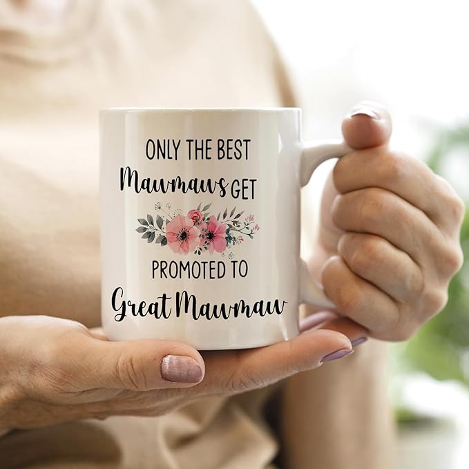 QASHWEY Great Mawmaw Gifts Mug, Great Grandma Gifts, Great Mawmaw to Be Gift Coffee Mug, Pregnancy Announcement Gift for Mawmaws New Great Grandma, Promoted to GreatMawmaw CoffeeCup Ceramic 11oz