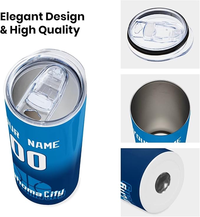 Custom Tumblers Stainless Steel Cup Personalized Basketball Insulation Travel Mug Add Your Name Number 20 oz Fans Gift for Men Women