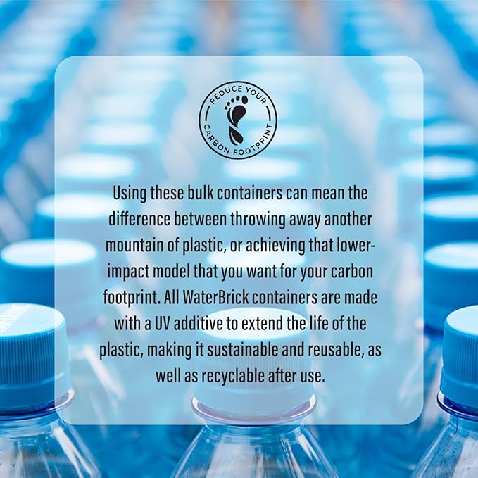 WaterBrick International Water Storage Containers for Emergency Water Storage | 6-Pack of Stackable 3.5 Gallon Water Container Bricks | Food-Grade HDPE Plastic | BPA-Free | STD Blue