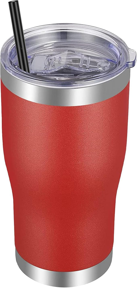 VEGOND 20oz Tumbler Stainless Steel Tumbler Cup with Lid And Straw Vacuum Insulated Double Wall Travel Coffee Mug(Brick red 1 Pack)