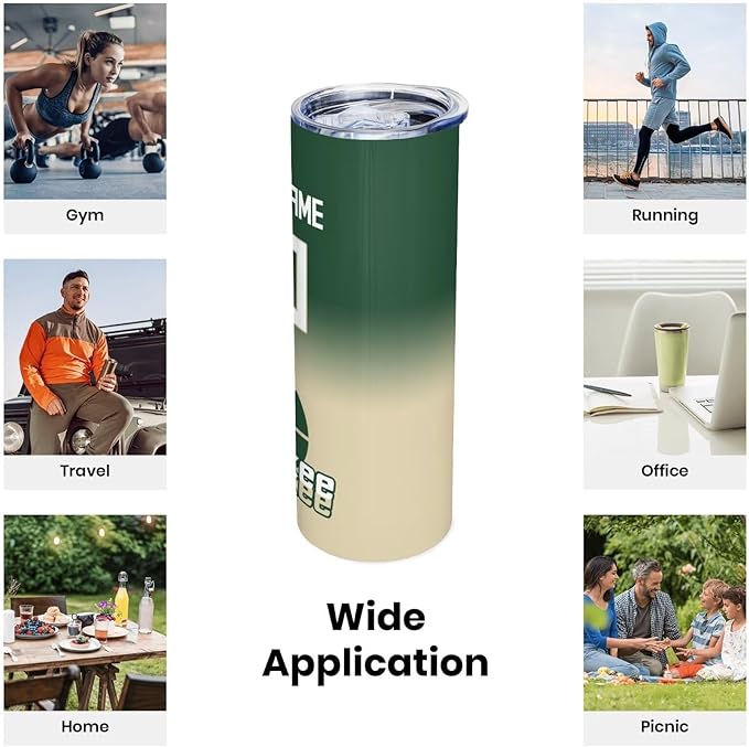 Custom Tumblers Stainless Steel Cup Personalized Basketball Insulation Travel Mug Add Your Name Number 20 oz Fans Gift for Men Women