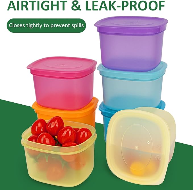 7-Piece Meal Prep Containers — 3.75-Cup Reusable Airtight Plastic Food Storage Containers with Lids, BPA-Free, Microwave/Freezer/Fridge Safe, Stackable Lunch & Leftovers Organizer(500ml)