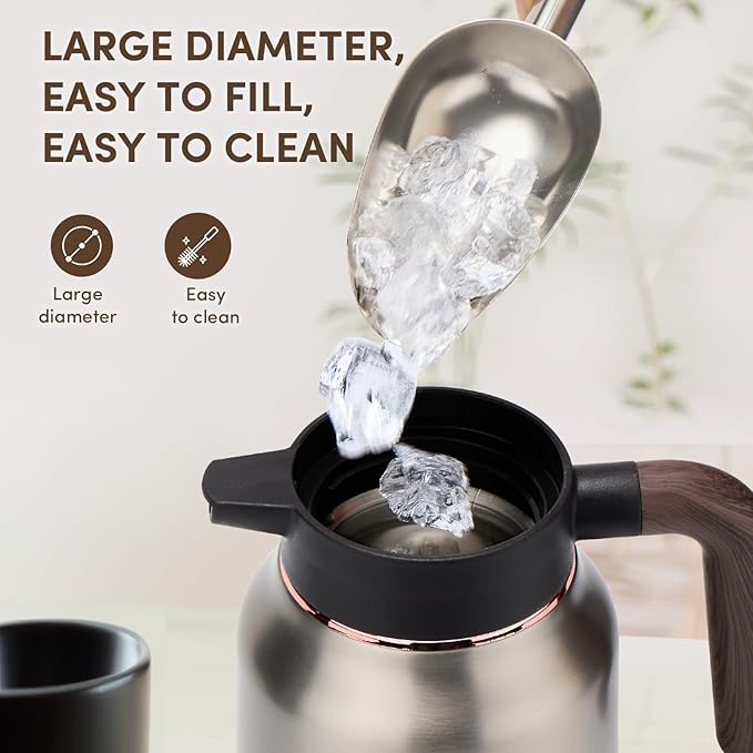 Vondior Coffee Carafe 35oz/1.0L - 24Hours Coffee Thermal- Insulated 304 Stainless Steel Hot Beverage Dispenser - Thermal Coffee Carafes For Keeping Hot/Cold Coffee, Drink Dispenser for Parties