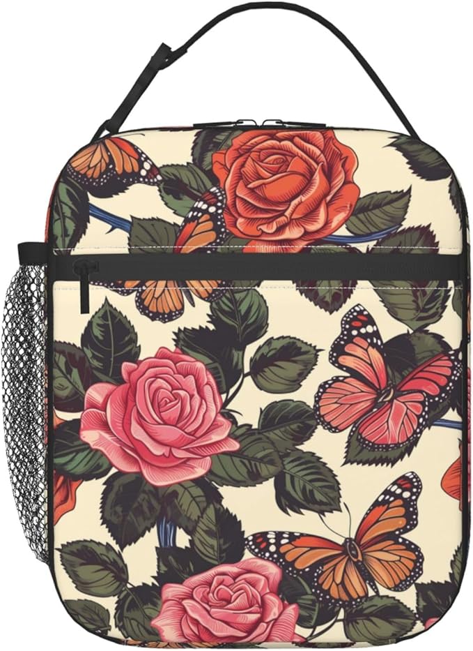Butterfly Insulated Lunch Box for Women Men Butterfly Lunch Bag for Work,Picnic,Travel,Hiking,Beach Polyester