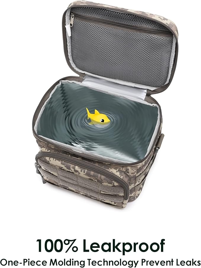 TACTICISM Tactical Lunch Box for Men, 12L MOLLE Lunch Bag Adult, Up to 8 Hours Insulated lunchbox, Large Durable Leakproof Cooler with Detachable Water Bottle Pouch, for Work Camping, ACU Camo
