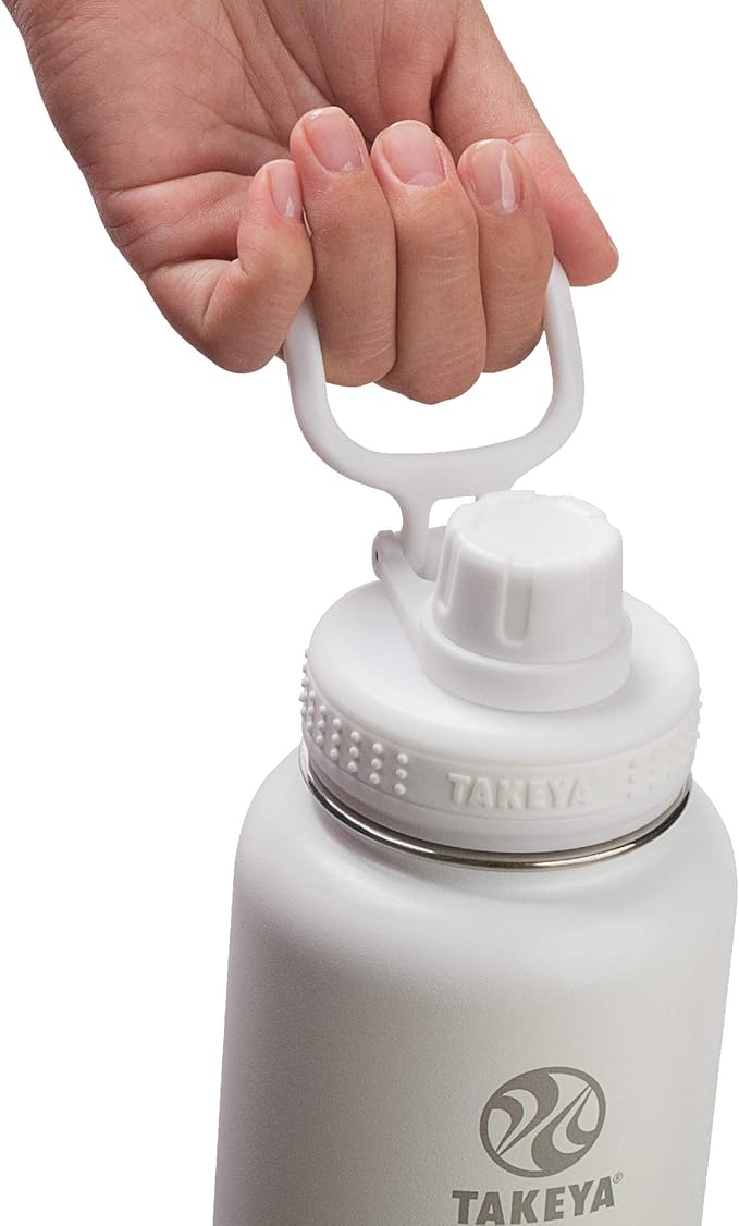 Takeya Actives Water Bottle with Spout Lid - Bottle with Double Stainless Steel Insulation - Dishwasher Safe & BPA-Free - Bottle with Spout Lid & Removable Bumper - 32 oz, Arctic