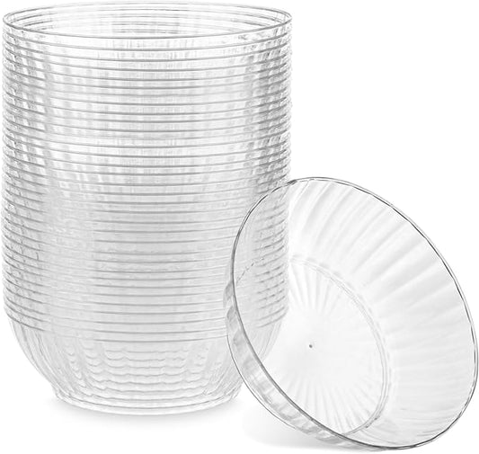 PLASTICPRO 50 Pack Plastic Bowls Crystal Like 10 oz Bowls Elegant Clear Plastic Bowls for Party and Occasions