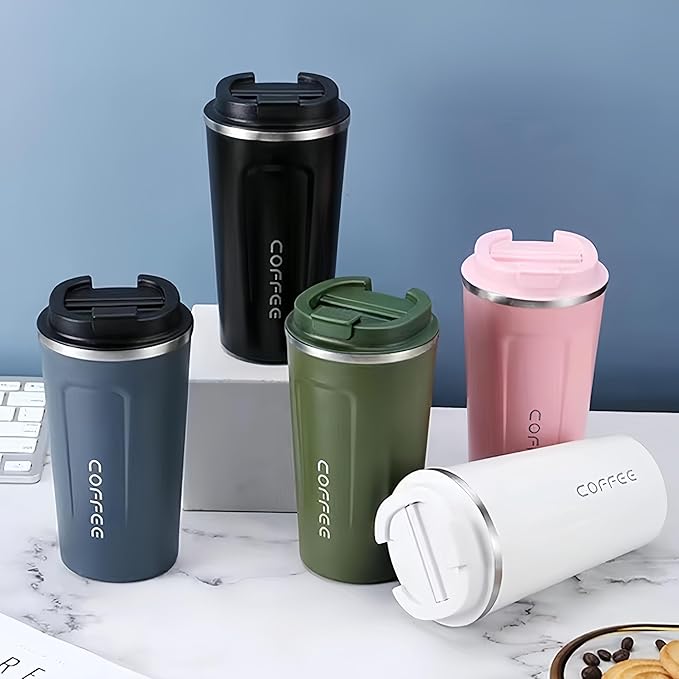 304 stainless steel coffee cup. Durable, leak - proof. Fits home, office, outdoors. 12oz/17oz options, multiple colors. Ideal for coffee lovers (White, 17oz)