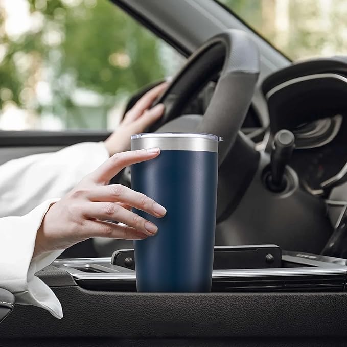 20 oz Tumbler with Lid Stainless Steel Double Wall Vacuum Insulated Tumblers Powder Coated Cups Travel Mug Keep Drinks Cold and Hot, Navy