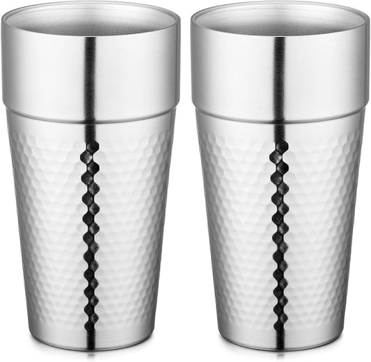 Beasea Stainless Steel Cups 19 oz, 2 Pack Large 18.6oz 550ml Stainless Steel Tumbler Stackable Double Wall Insulated Metal Drinking Glasses for Home Restaurant Office Party Camping