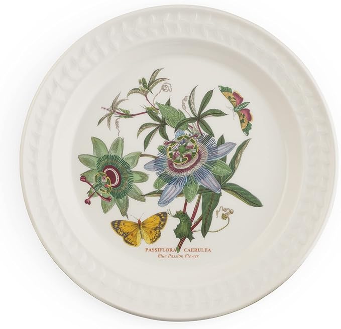 Portmeirion Botanic Garden Harmony 10.5" Dinner Plate, Papilio Amber & Blue Passion Flower - Earthenware Dish for Tableware & Picnic - Dishwasher & Microwave Safe, Floral Spring Dinnerware