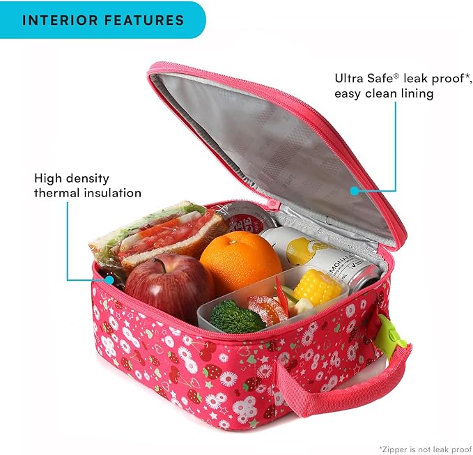 Arctic Zone Pop-it Kids Lunch Box Combo with Sensory Pop Handle, 210g Ice Pack, and Sandwich Container, Very Berry Cherry