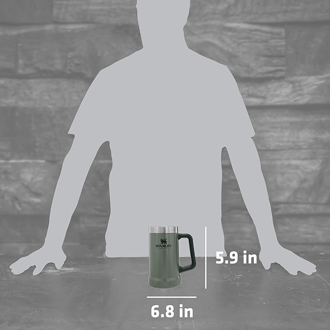 Stanley Stay-Chill Beer Stein 24 oz | Heavy Duty Big Grip Handle | Beer Tumbler Drink Cup, Holds 2 Cans | Insulated Stainless Steel Party Mug | BPA-Free