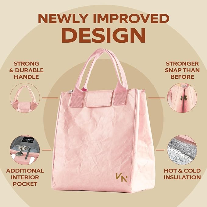 VonNova Women’s Insulated Lunch Bag with Premium 4mm Cooler Insulation, Cute Large 7L Lunch Tote for Office, Durable Small Lunch Box for Women, Stylish Lunchbox for Adults, Teens, Nurses, Teachers
