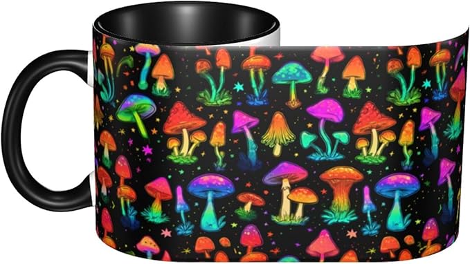 Yrebyou Mushroom Coffee Mug Funny Tea Cup Ceramic Mugs 11OZ with Handle Gifts for Women Men Home Office Decor