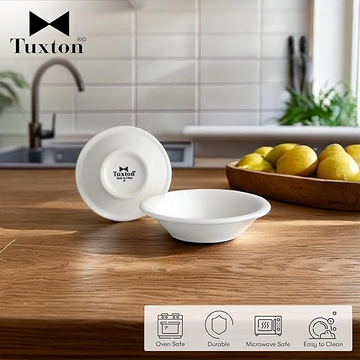Tuxton China ALD-046 Fruit Dish, 4 oz., 4-3/4" Dia., Round, Microwave & Dishwasher Safe, Oven Proof, Fully vitrified, Lead-Free, TuxCare, Healthcare, Alaska/Colorado, Porcelain White, Case of 36