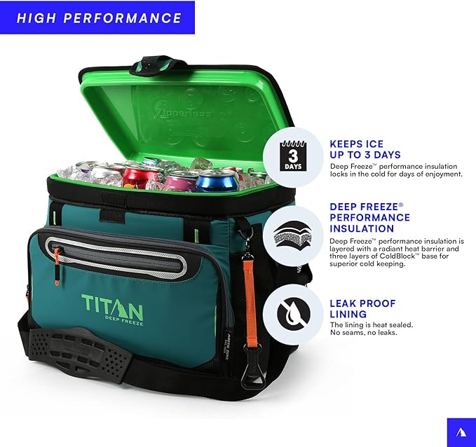 Titan by Arctic Zone Deep Freeze Cooler - Zipperless Hardbody Cooler - Deep Freeze Insulation, HardBody Liner, and SmartShelf