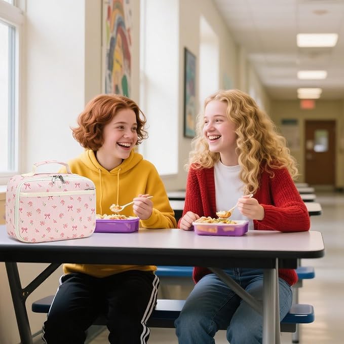 Bluboon Kids Girls Lunch Bag Insulated Lunch Box for school Corduroy Lunch Cooler Organizer School Kids Lunch Tote