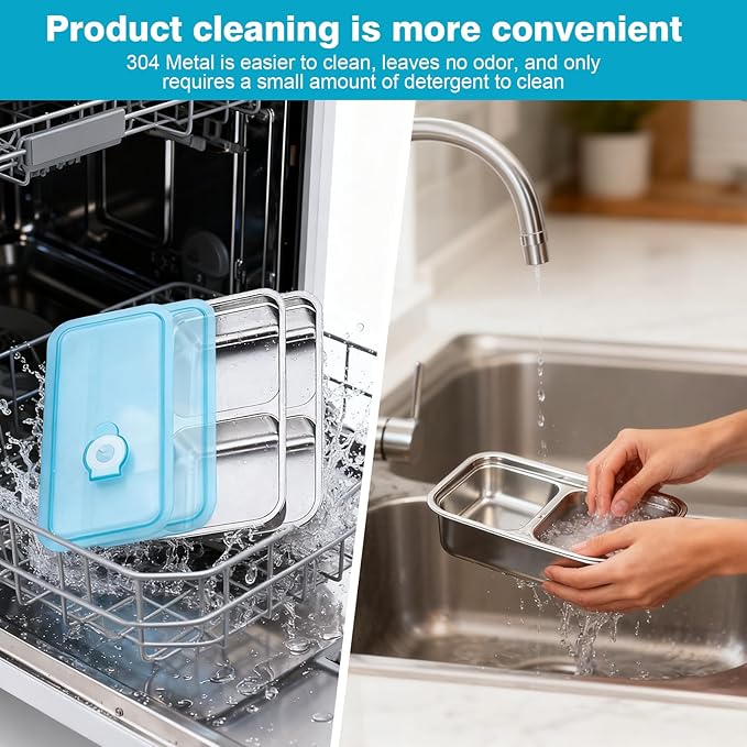 8Pcs Stainless Steel Snack Containers with Lids, Reusable Metal Snack Box for Travel and Outdoor Camping