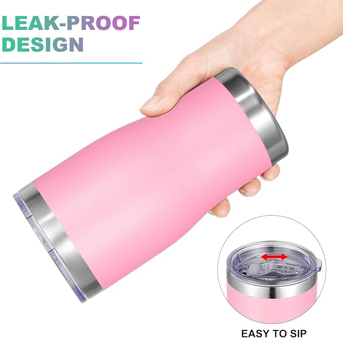 VEGOND 20oz Tumbler Stainless Steel Tumbler Cup with Lid And Straw Vacuum Insulated Double Wall Travel Coffee Mug(Pink 12 Pack)