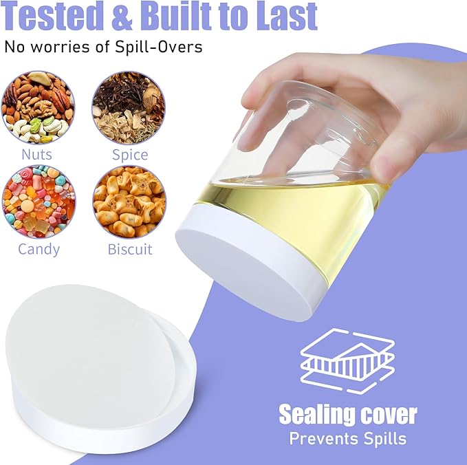 Plastic Jars with Lids,Airtight Container Ideal For Dry Food, Honey Jam, Peanut Butter,Cosmetics, Cream, Bathroom and Storage Included Extra Label and A Pen (30 PCS White Lids)