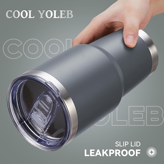 30 oz Tumbler with Lid Stainless Steel Tumblers Bulk Vacuum Insulated Cup Reusable Powder Coated Travel Mug Double Wall Leak Proof Cups Keep Cold Drinks for 12 Hours Gray, Set of 4
