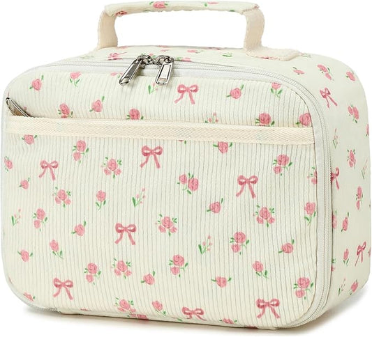Bluboon Kids Girls Lunch Bag Insulated Lunch Box for school Corduroy Lunch Cooler Organizer School Kids Lunch Tote