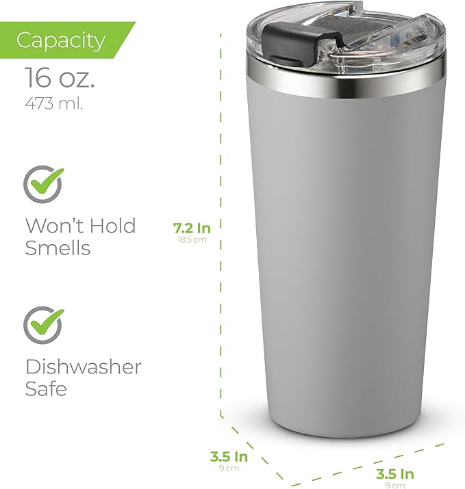 SIPX™ Triple-Insulated Tumblers - 16oz. Premium Modern Tumbler With Lid, insulated Cup Keeps Hot For 6 Hours, Stainless Steel Tumbler Made Of Sustainable Material, Coffee Travel Mug For Home & Office