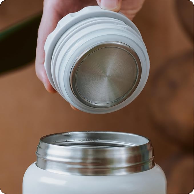 BOBBER 16 oz Insulated Stainless Steel Food Thermos for Hot Food, Extra-Wide Mouth Lunch Container for Adults with Spoon and Bowl, Dishwasher Safe - Keeps Meals Hot for 10 Hours (Grey)