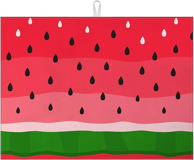 Watermelon Dish Drying Mat for Kitchen Counter Fruit Drying Pad Absorbent Reversible Dish Drainer Rack Mats Draining Pad 18"x24"Inch