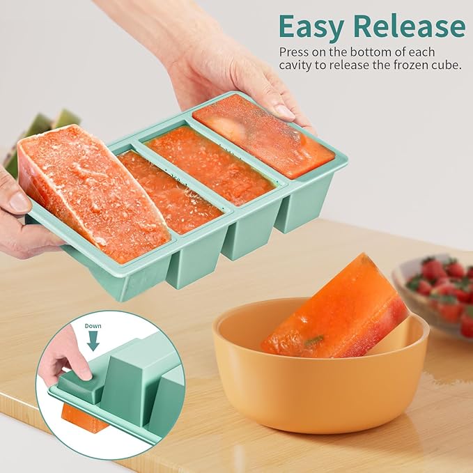 Silicone Freezer Tray for Sauce Cube: GGOW Silicone Freezing Tray for Soup Storage - Freeze 250mL 125mL Souped Broth Portion
