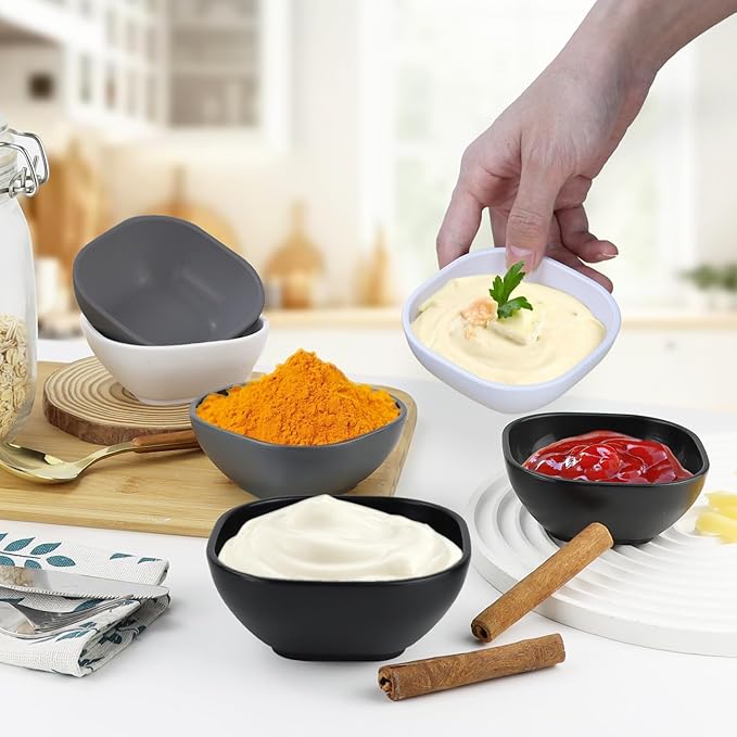 Wrova 6 pack small wheat straw bowls 5oz,alternative plastic dipping bowls,unbreakable dessert bowls microwave and dishwasher safe for dessert,sushi,condiment (Classic Series)